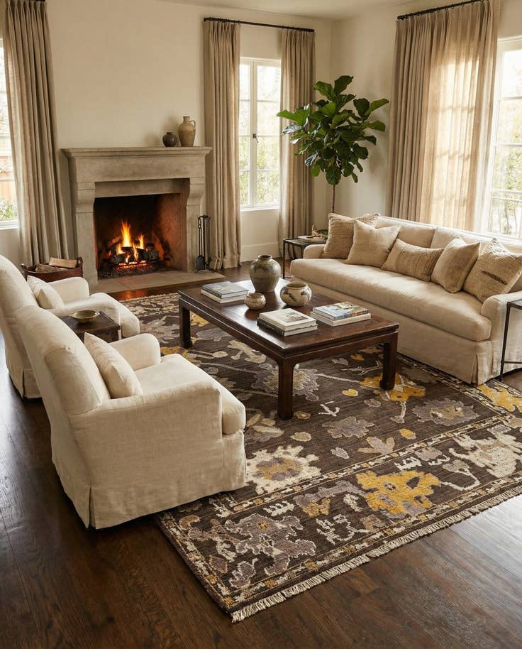 Detail image of 10' 2 x 14' Hand Knotted Oushak Wool Rug