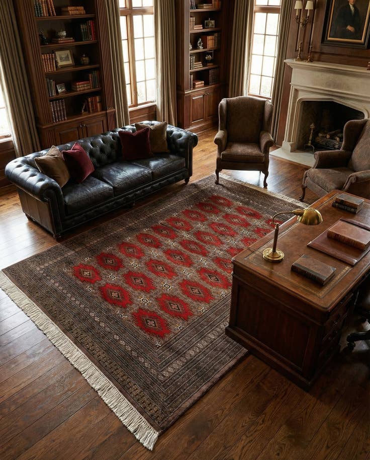 Detail image of 5' 3 x 7' 11 Hand Knotted Bokhara Oriental Wool Rug