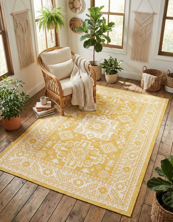 Detail image of 6' x 9'  Washable Aztec Indoor / Outdoor Rug