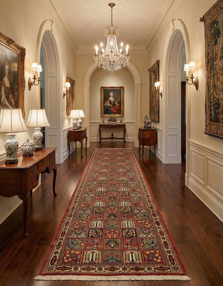 Detail image of 2' 7 x 13'  Hand Knotted Qom Persian Runner Rug