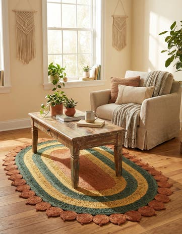5' 1 x 8' Handmade Braided Jute Oval Rug
