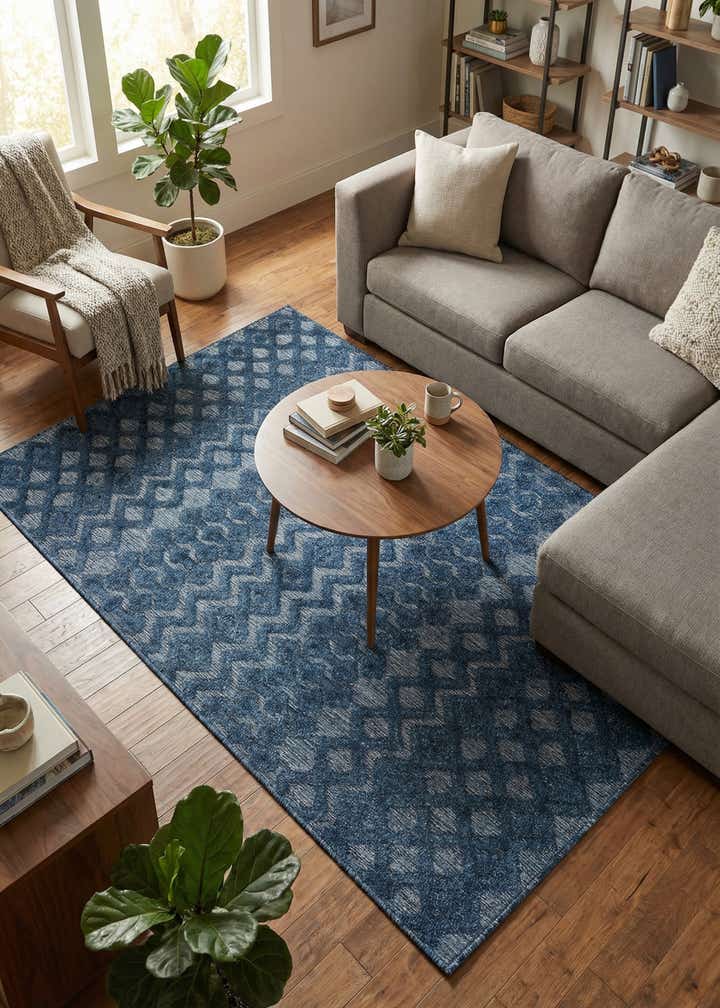 4' x 6' Easy-Clean Trellis Textured Indoor / Outdoor Rug