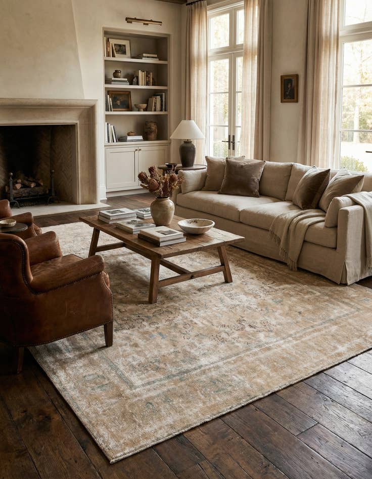 Detail image of 9' 5 x 13'  Hand Knotted Ultra Vintage Persian Wool Rug