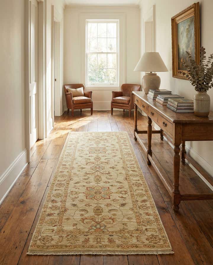 2' 6 x 6' 6 Hand Knotted Peshawar Ziegler Runner Rug