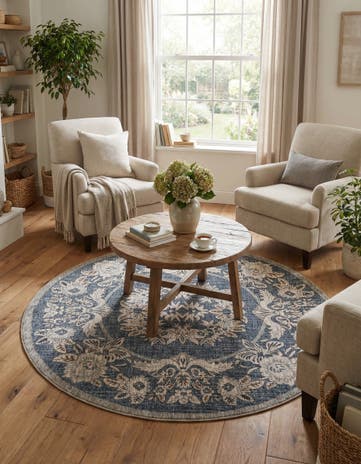 Harbor Blue Eco Traditional Round Rug