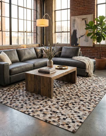 5' 2 x 8' Cowhide Leather Rug