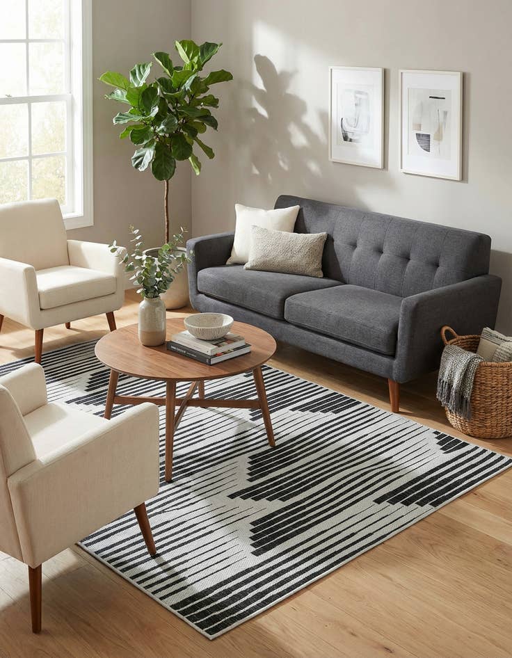 Detail image of 5' 3 x 8'  Washable Modern Indoor / Outdoor Rug