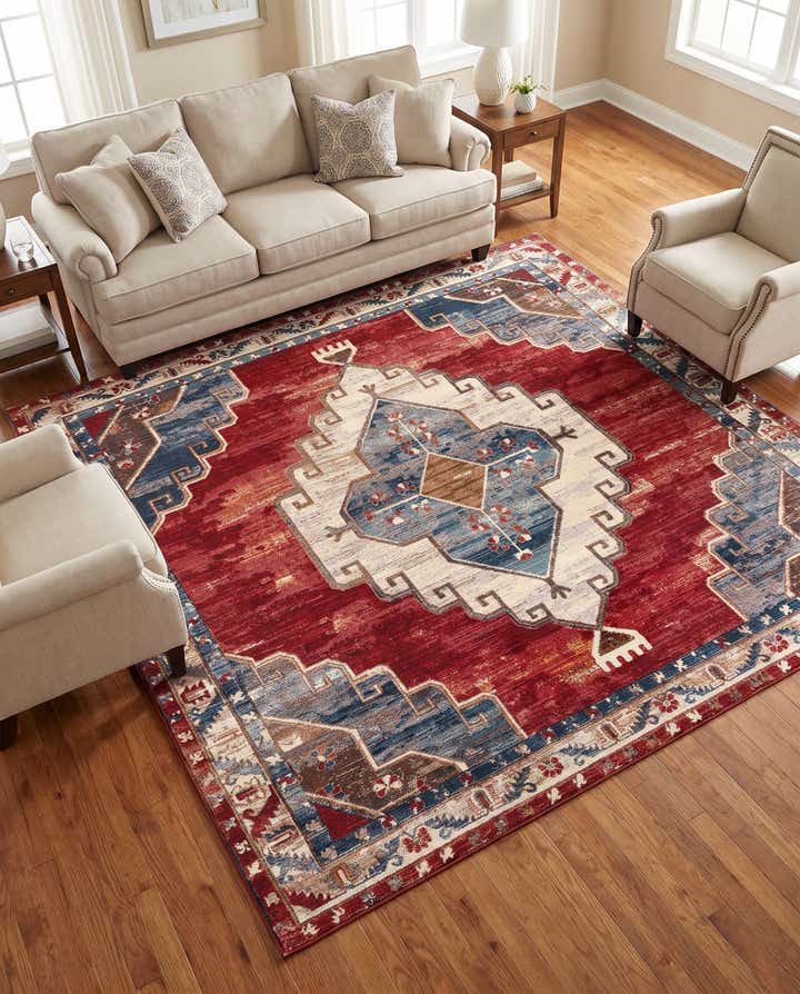 10' x 10' Easy-Clean Traditional Indoor / Outdoor Square Rug