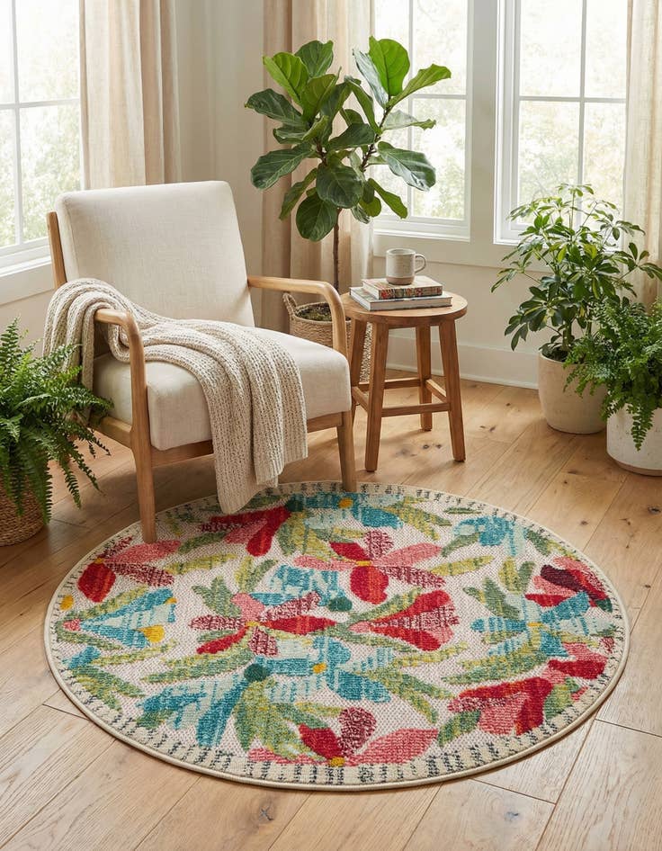 Detail image of  3' x 3'  Washable Casablanca Indoor / Outdoor Round Rug