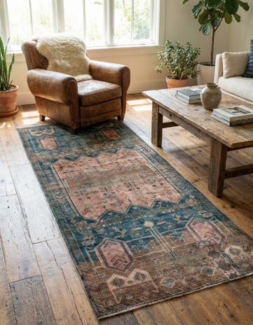 3' 8 x 8' 8 Hand Knotted Ultra Vintage Persian Wool Runner Rug