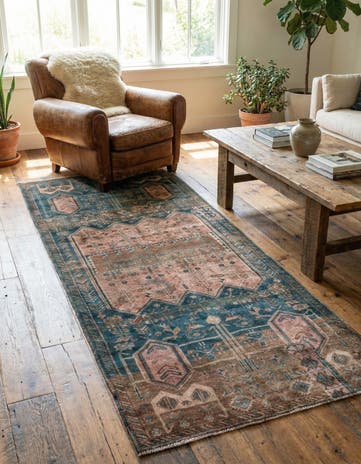 3' 8 x 8' 8 Hand Knotted Ultra Vintage Persian Wool Runner Rug