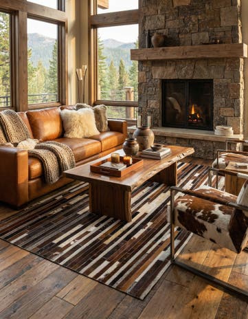 5' x 8' Cowhide Leather Rug