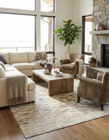 5' x 7' 10 Cowhide Leather Rug