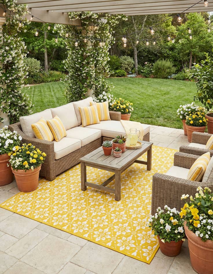 Detail image of  7' 10 x 10'  Washable Lattice Indoor / Outdoor Rug