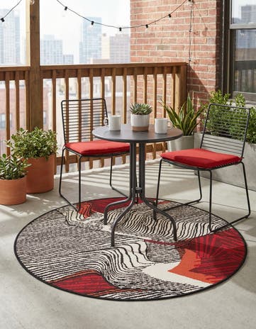 3' x 3' Easy-Clean Modern Indoor / Outdoor Round Rug