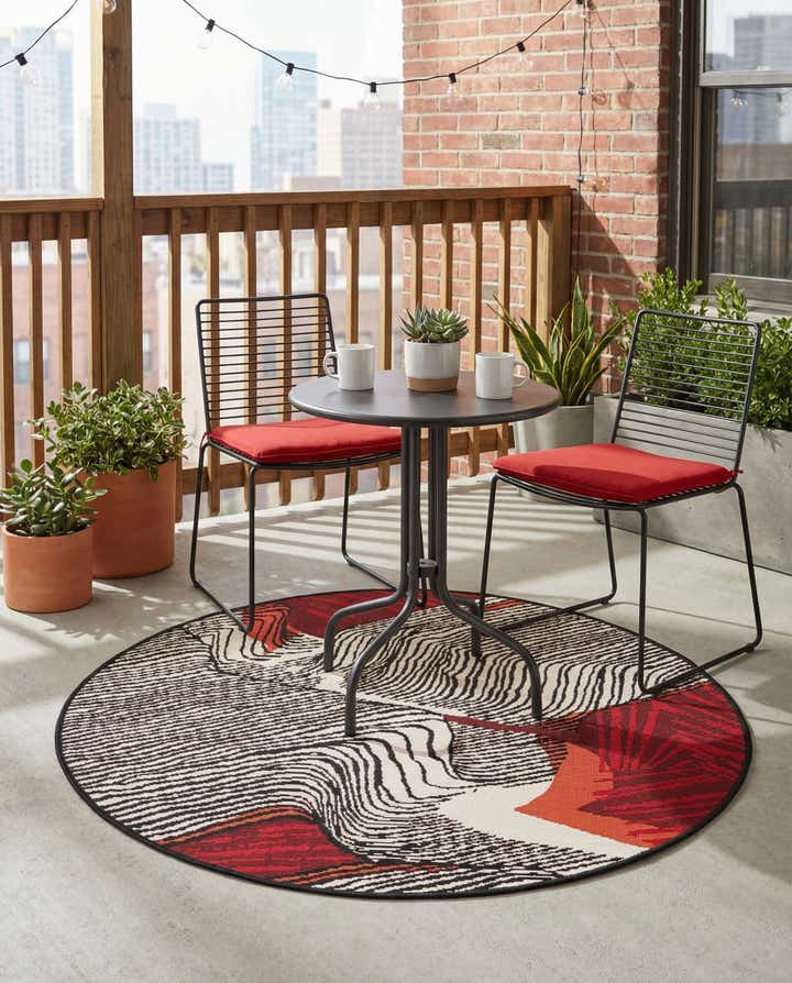 3' x 3' Easy-Clean Modern Indoor / Outdoor Round Rug