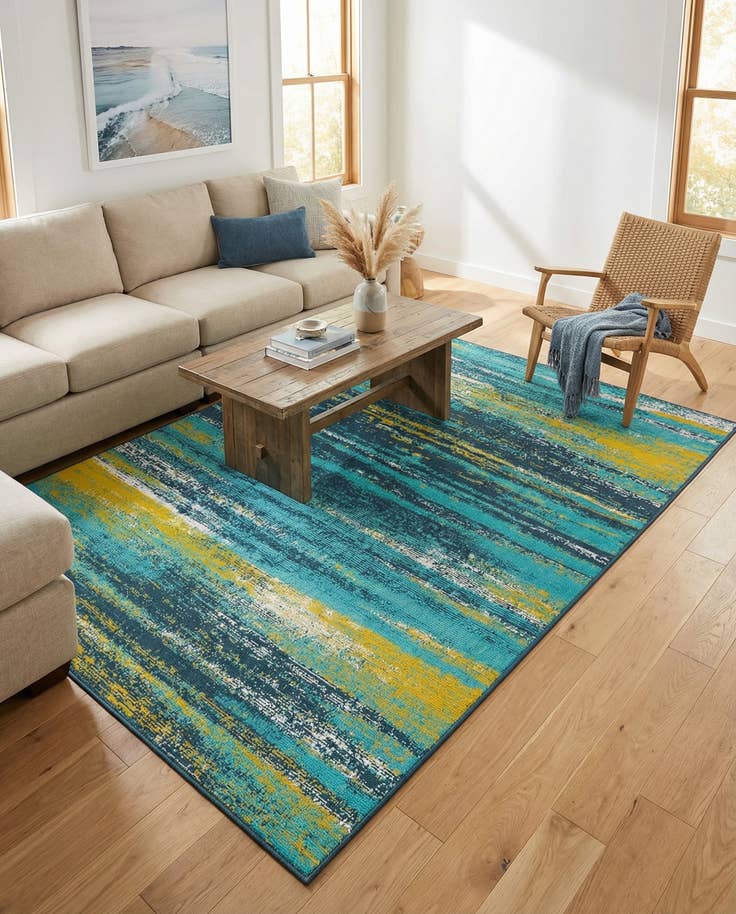 Detail image of 5' 3 x 8' Easy-Clean Coastal Indoor / Outdoor Rug
