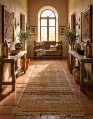 4' 1 x 12' 1 Hand Woven Kilim Fars Wool Runner Rug