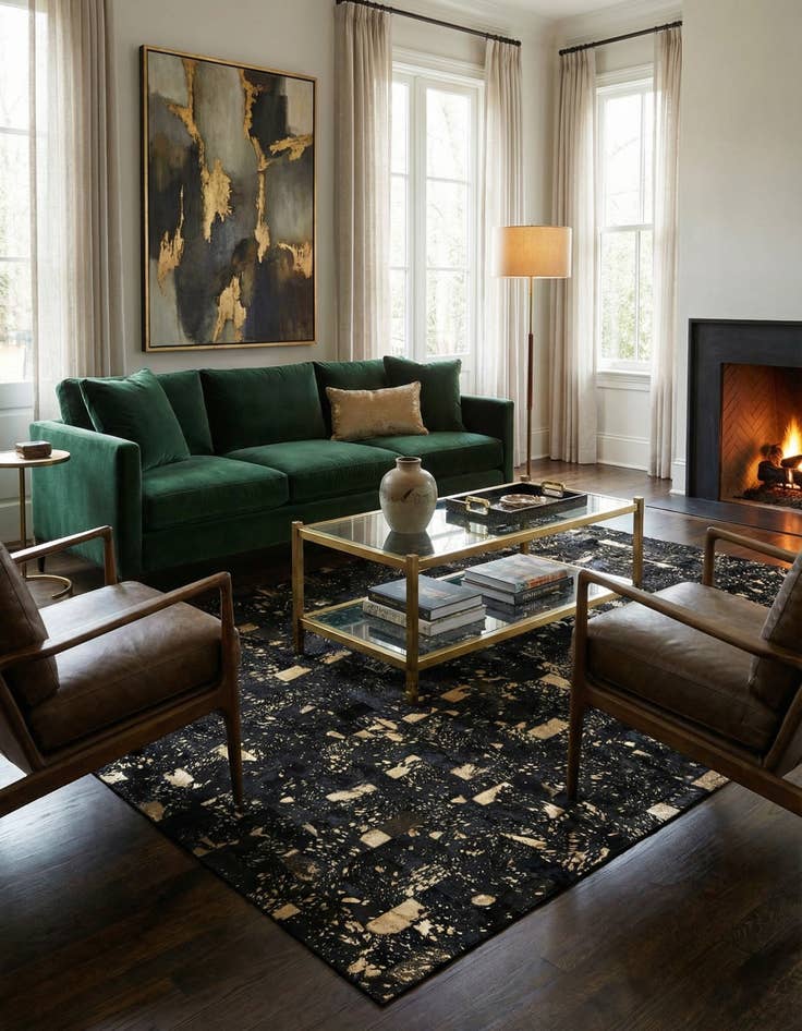 Detail image of 5' x 7' 11 Cowhide Stocks Rug