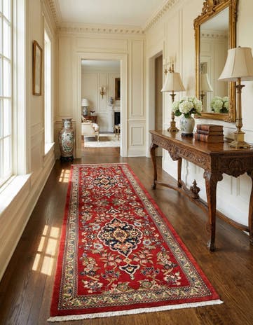 2' 7 x 7' Hand Knotted Qom Persian Runner Rug