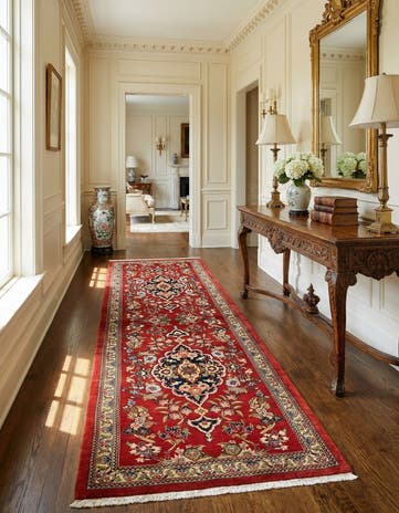 2' 7 x 7' Hand Knotted Qom Persian Runner Rug