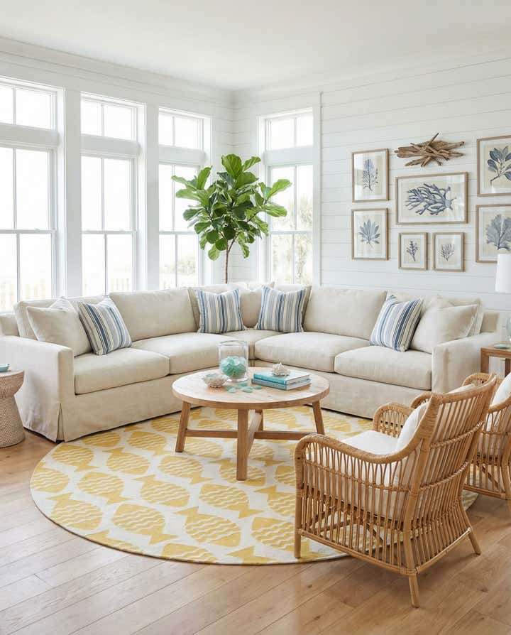 12' x 12' Easy-Clean Coastal Indoor / Outdoor Round Rug