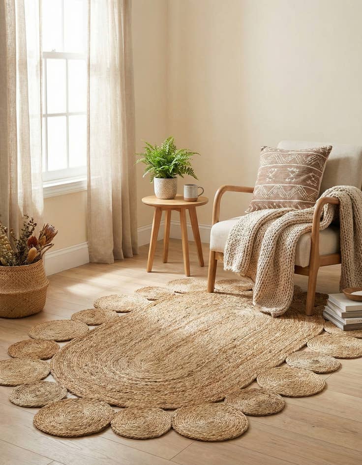 Detail image of 4' 1 x 6' 1  Hand Braided Jute Oval Rug
