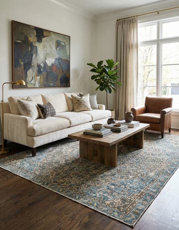 6' 7 x 8' Hand Knotted Ultra Vintage Persian Wool Rug