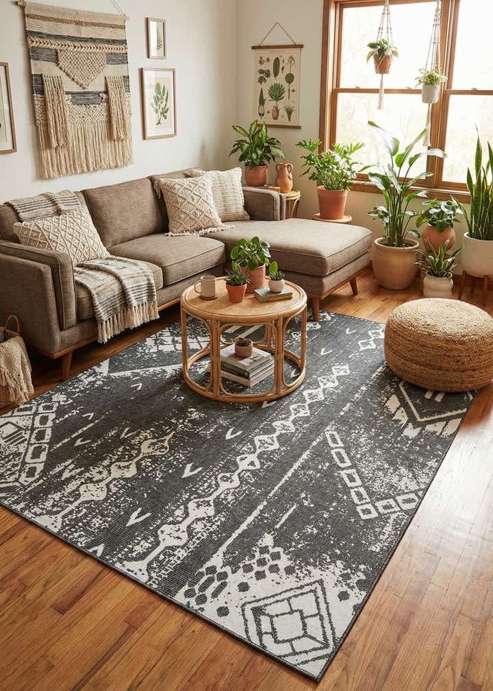 9' x 12' Easy-Clean Bohemian Indoor / Outdoor Rug