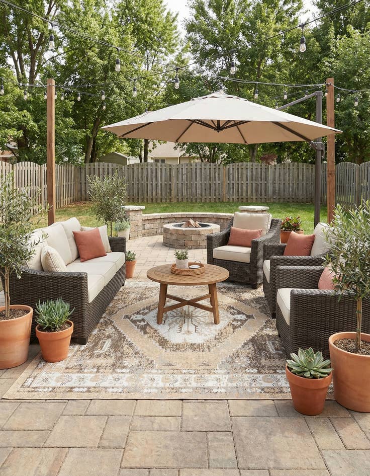 Detail image of 10' x 10'  Washable Traditional Indoor / Outdoor Square Rug