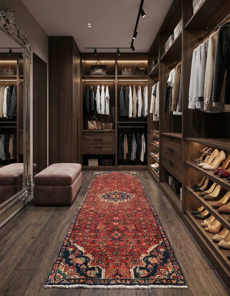 Detail image of 2' 8 x 9' 7 Hamedan Wool Runner Rug