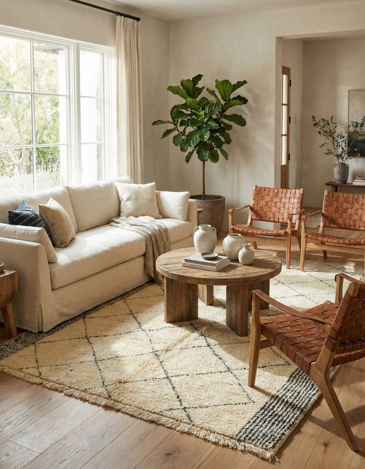 Detail image of 6' 6 x 10'  Hand Knotted Moroccan Wool Rug