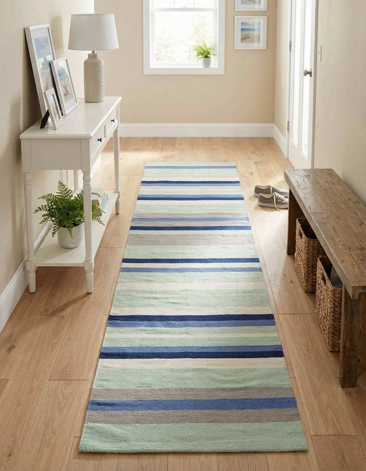 Detail image of 2' 7 x 12'  Hand Woven Flatweave Cotton Dhurrie Runner Rug