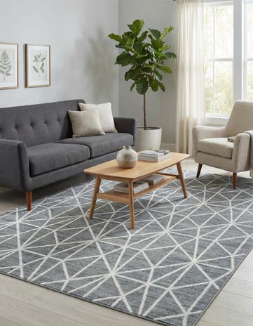 Gray Lattice Trellis Rug