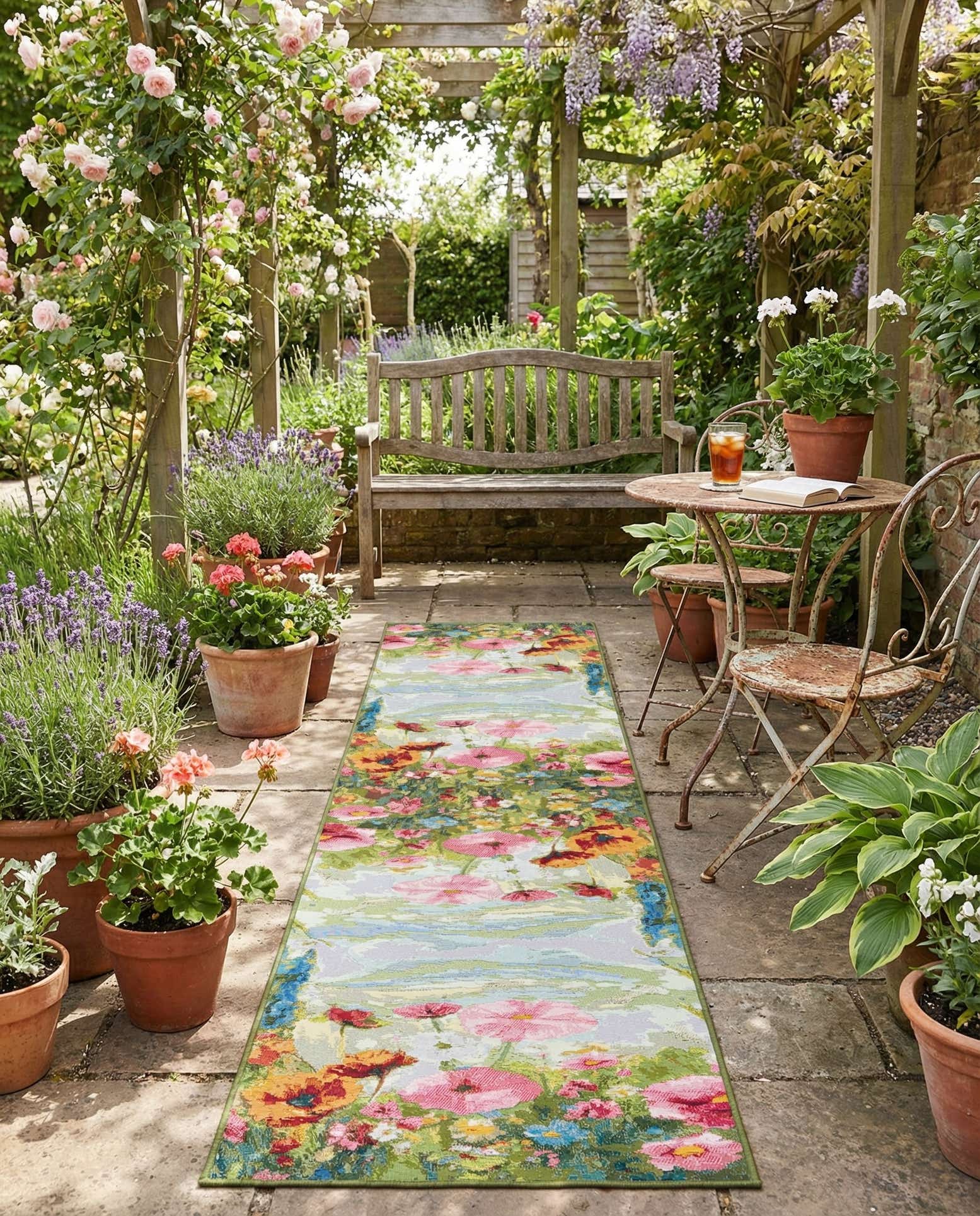 2' 7 x 12' Easy-Clean Botanical Indoor / Outdoor Runner Rug