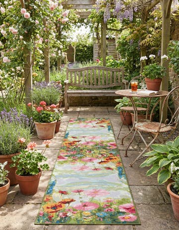 2' 7 x 12' Easy-Clean Botanical Indoor / Outdoor Runner Rug