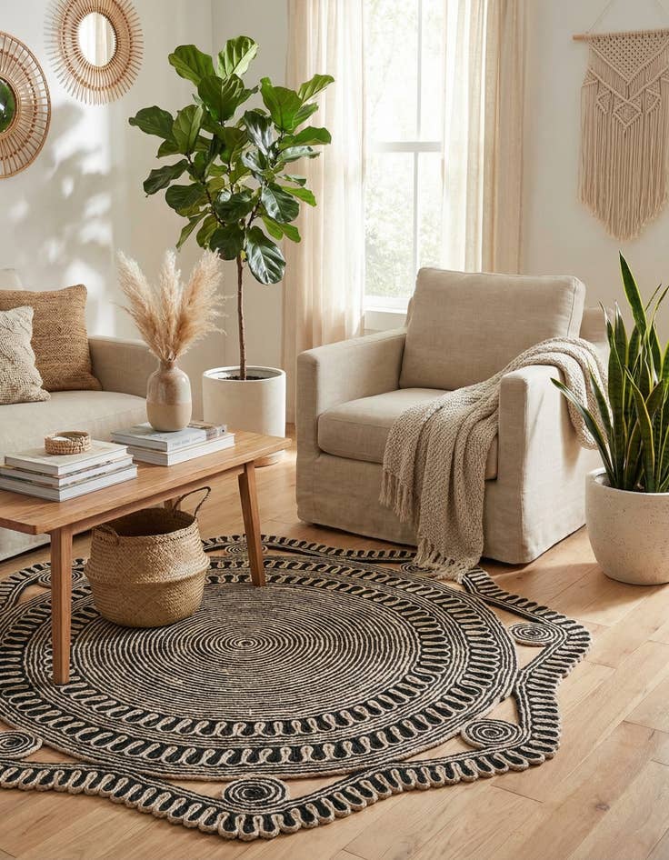 Detail image of 5' 1 x 5' 1  Hand Braided Jute Round Rug