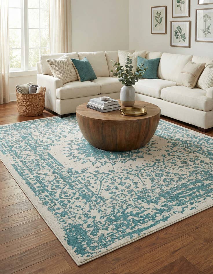 Detail image of  10' x 14'  Washable Traditional Indoor / Outdoor Rug