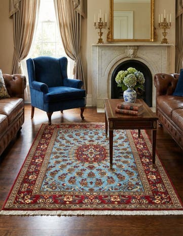 3' 5 x 5' Hand Knotted Qom Persian Rug