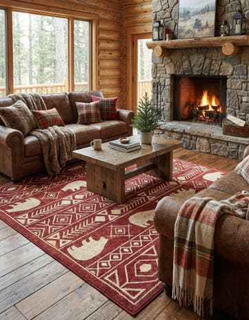 Red Pioneer Square Rug