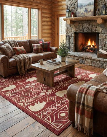 Red Pioneer Square Rug