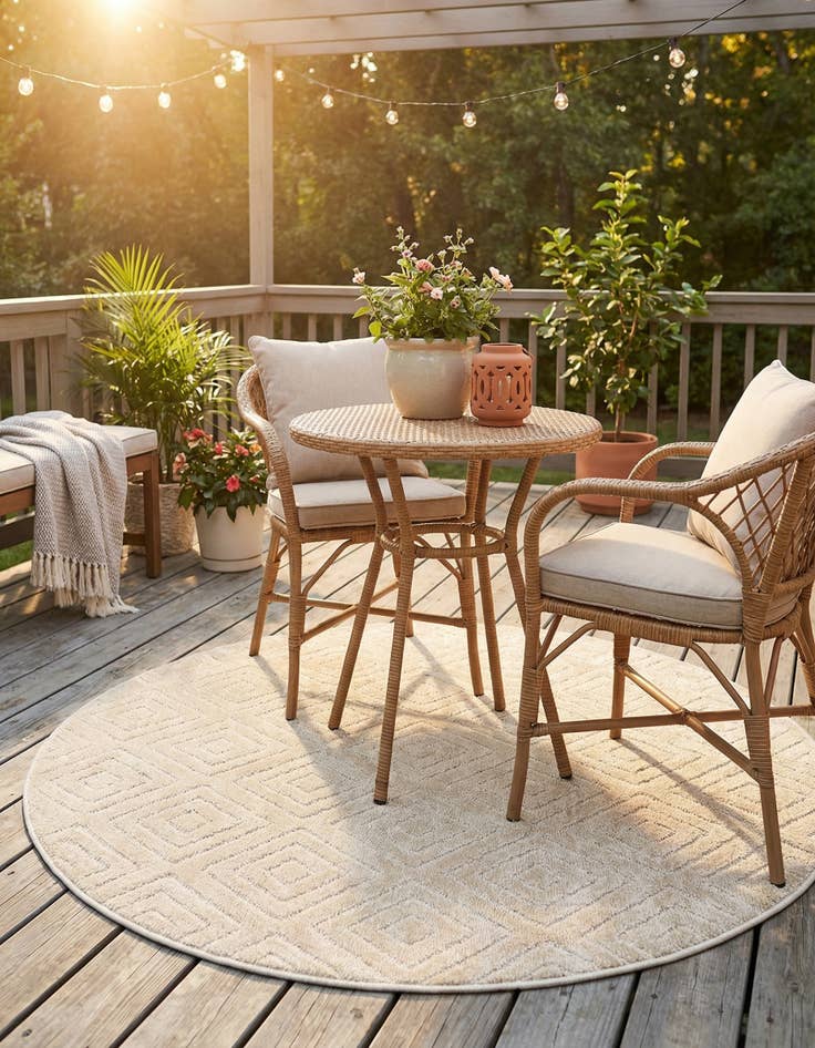 Detail image of 5' x 5'  Washable Sabrina Soto Indoor / Outdoor Round Rug