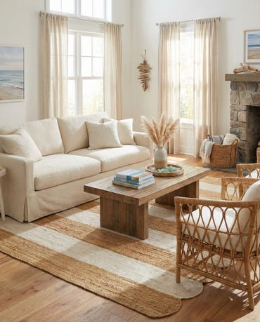  9' x 12'  Hand Scallop Braided Jute Rug