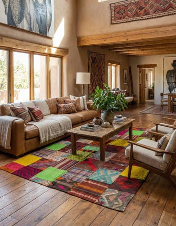 6' 7 x 9' 10 Hand Woven Kilim Patchwork Wool Rug