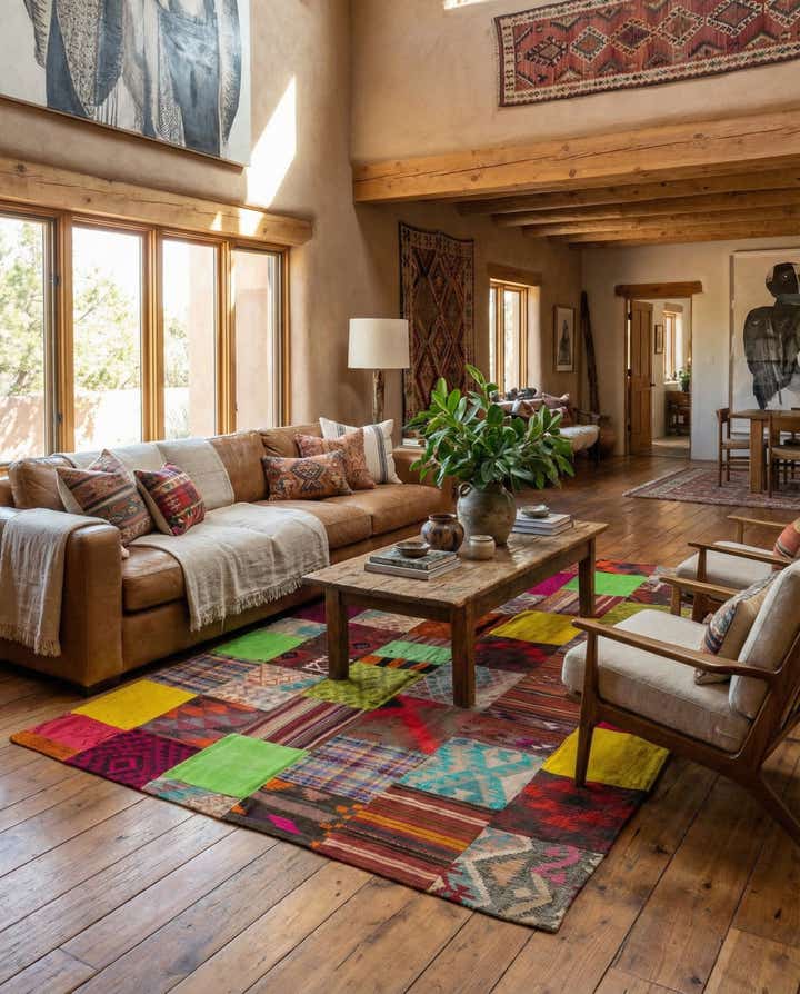 6' 7 x 9' 10 Hand Woven Kilim Patchwork Wool Rug