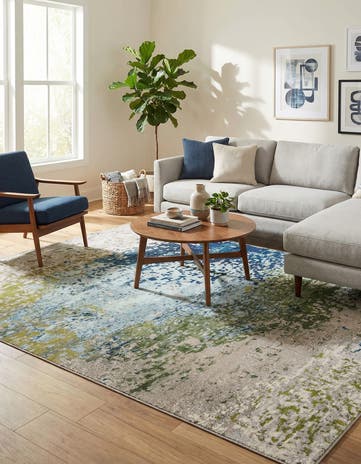 Blue Washable Hyacinth Rug