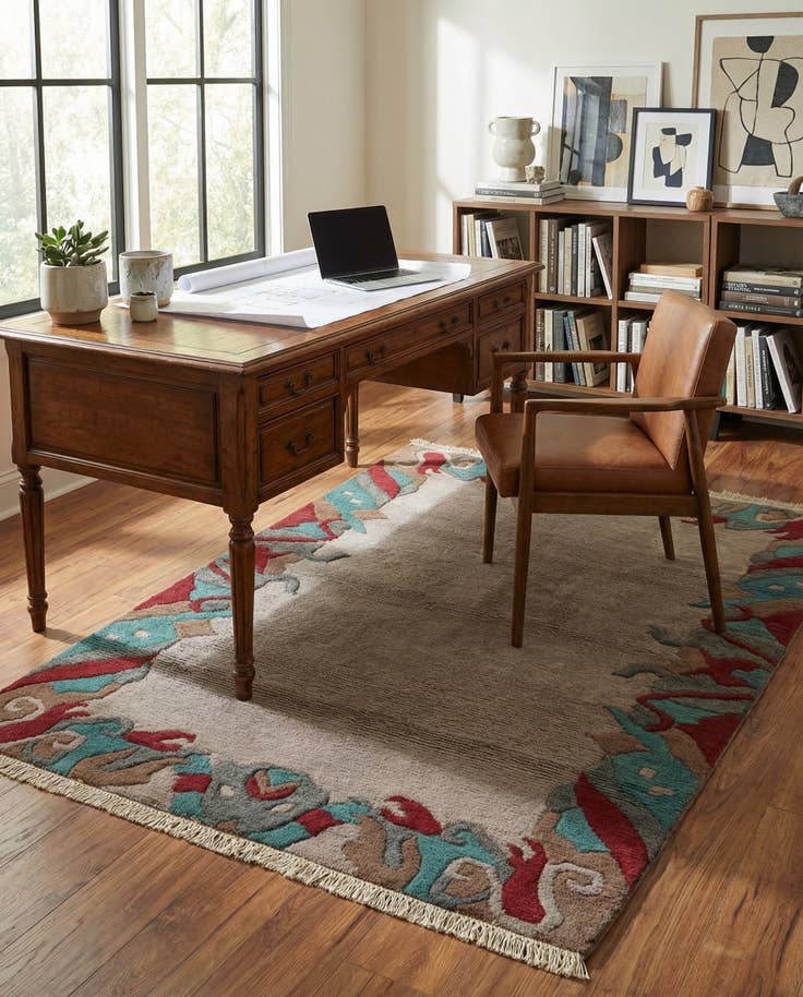 Detail image of 4' 2 x 5' 11 Hand Knotted Nepal Wool Rug