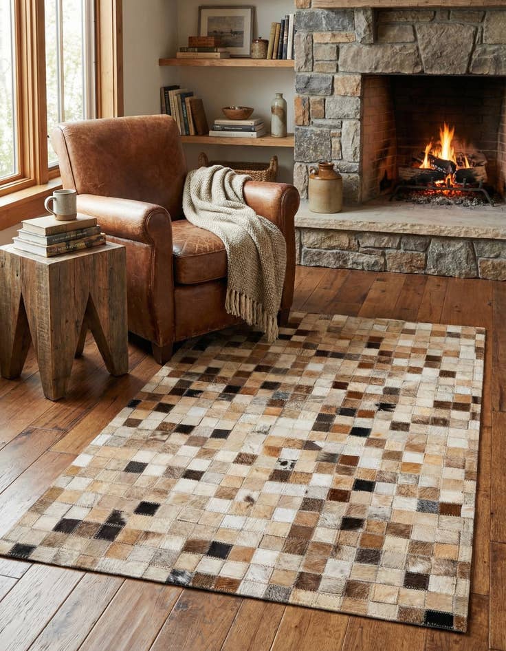 Detail image of  2' x 3' Cowhide Leather Rug