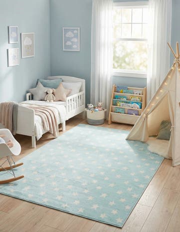 Clear Blue Whimsy Kids Rug