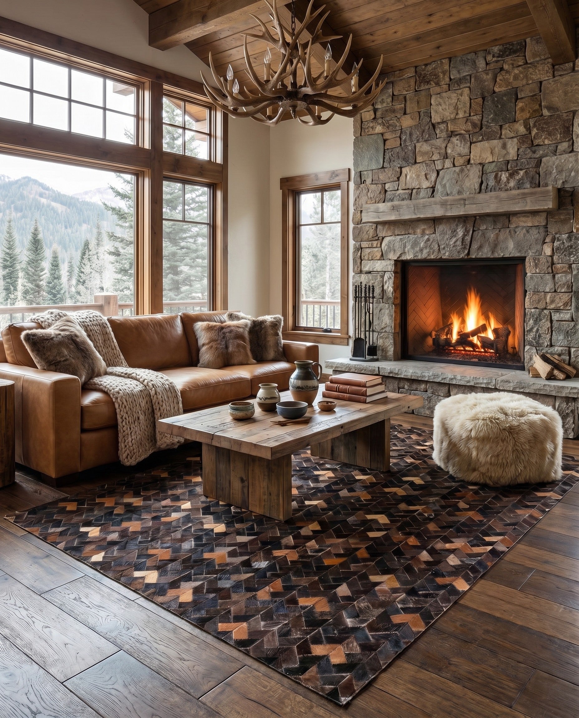 4' 7 x 6' 6 Cowhide Rug